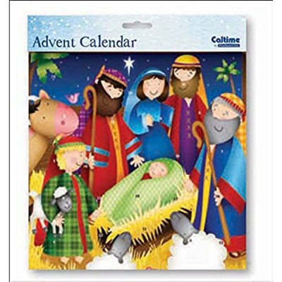 Square Advent Calendar Caltime 230 mm x 230 mm - Away in a Manger - Religious