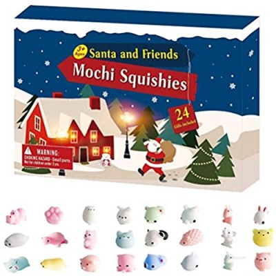 xiaowang Christmas Advent Calendar 2020  Unique Style 24PCS Cute Animal Squeezing Stress Toys  Christmas Countdown Surprise Gift for Kids Boys and Girls