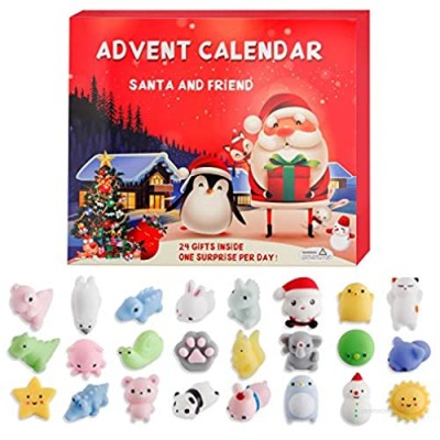 YAROMO 2020 Christmas Advent Calendar  Christmas Countdown Advent Calendar 24 Animals Squishy Toys Gifts Non-Toxic Cute and Adorable Party Favor Different Surprise for Every Day