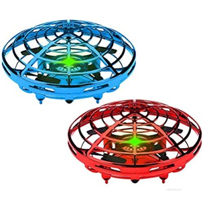 2 Pack Mini Drone for Kids Beginner Hand Controlled UFO Flying Ball Toys with 360° Rotating and LED Lights Quadcopter Drone Toy for Kids Birthday Party Favors Indoor Outdoor RC Helicopter Kids Gift