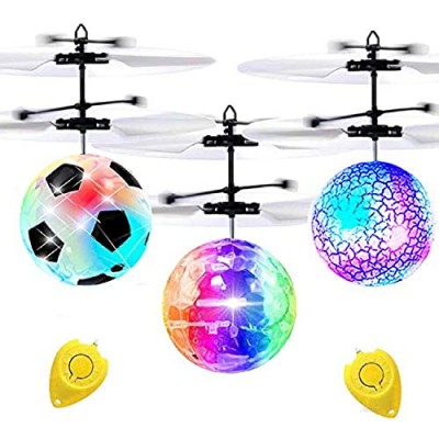 3 Pack Flying Ball Kids RC Toys  Holiday Toy Birthday Gifts for Boys Girls Age 6-14 Hand Operated Helicopter Light Up Ball Mini Drone Hover Ball Remote Control Indoor Outdoor Sports Game Toys for Boys