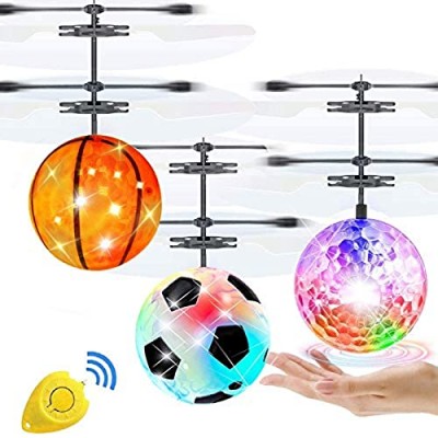 3 Pack Flying Ball Toys  RC Toy for Kids Boys Holiday Christmas Stocking Stuffers Gifts Rechargeable Light Up Ball Drone Infrared Induction RC Helicopter with Remote Controller for Indoor Outdoor