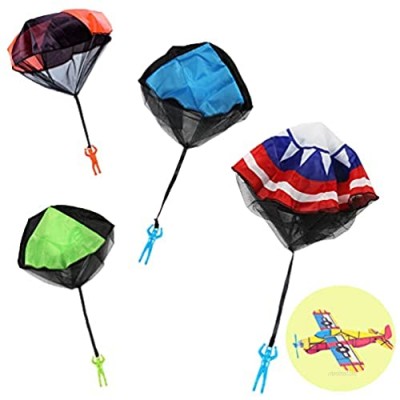 [4 Colors] Parachute Toys for Kids  Parachute Men Outdoor Children's Flying Toys Without Assembly or Batteries  Outdoor Toys Suitable for Gifts and Girl Gifts in All Ages