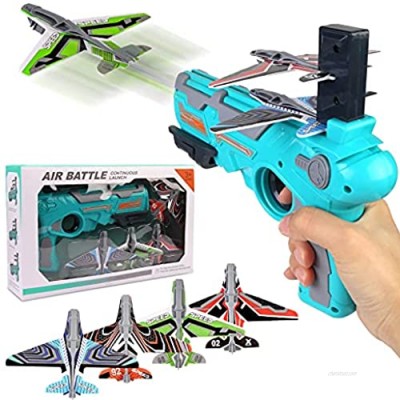 Airplane Launcher Toy  Catapult Plane Gun  Kids Outside Toys  Flying Toy Auto-Launcher with 4Pcs Foam Glider Planes  Bubble Catapult Airplanes Kit for Kids Outdoor Game Toys