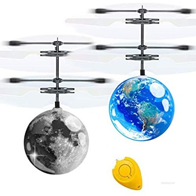 AMENON 2 Pack Flying Ball Toys Kids Holiday Birthday Gifts for Boys Girls 6-14 Years Light Up Hand Operated Drones Hover Ball Recharge Helicopter with Remote Controller Indoor Outdoor Sports Toy