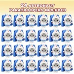 ArtCreativity Mini Astronaut Paratroopers with Parachutes Bulk Pack of 24 Durable Plastic Parachute Toys Playset Fun Parachute Party Favors Goodie Bag Fillers for Boys and Girls