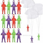 ArtCreativity Mini Paratroopers with Parachutes Pack of 12 Vinyl Parachute Men Toy in Assorted Colors Durable Plastic Army Guys Playset Fun Parachute Party Favors for Boys and Girls