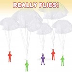 ArtCreativity Mini Paratroopers with Parachutes Pack of 12 Vinyl Parachute Men Toy in Assorted Colors Durable Plastic Army Guys Playset Fun Parachute Party Favors for Boys and Girls