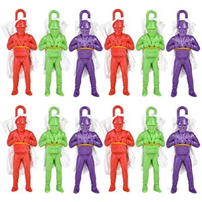 ArtCreativity Mini Paratroopers with Parachutes  Pack of 12  Vinyl Parachute Men Toy in Assorted Colors  Durable Plastic Army Guys Playset  Fun Parachute Party Favors for Boys and Girls