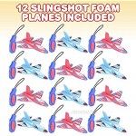 ArtCreativity Sling Shot Foam Planes for Kids Set of 12 Flying Airplane Toys for Kids Outdoor Slingshot Fun Aviation Birthday Party Favors Goodie Bag Fillers Prize Bin Toys for Boys and Girls