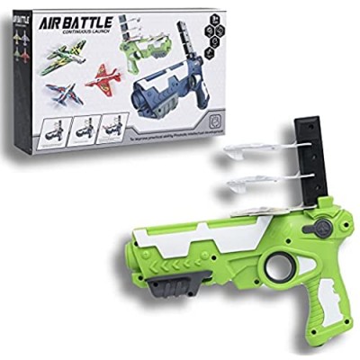Bubble Catapult Plane Toy Airplane  Foam Air battle continuous launch  One-Click Ejection Model With 4 Pack Airplane Foam plane  Pistol Launcher Outdoor Sports Glider Airplane Fun Toy for Kids and Boy