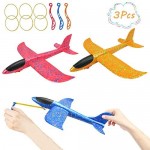 DC-BEAUTIFUL 3 Pack Upgrade 13.6 Airplane Toys Slingshot Plane 2 Flight Modes Throwing Foam Airplanes with Slingshot Launch Outdoor Sport Toy Party Favor Birthday Gift for Kids