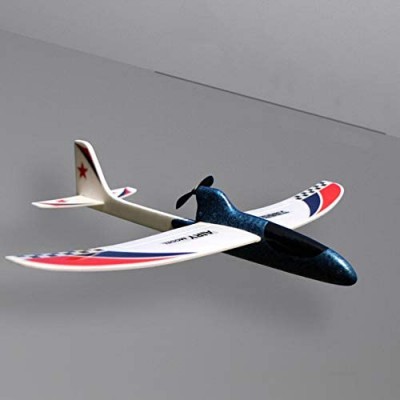 EDIONS RC Airplane Electric Model Glider Streamline Hand Throwing Toy Educational Gift Capacitor Foam Children DIY Funny(Blue)