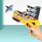 FURIENIDE Bubble Catapult Plane Toy Airplane One-Click Ejection Model Foam Airplane with 4 Pcs Glider Airplane Launcher Outdoor Sport Toys Birthday Party Favors Foam Airplane(Yellow)