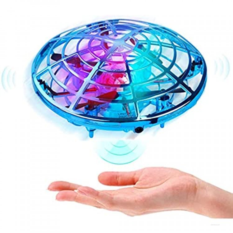 HAAYOT Hand Operated Mini Drone for Kids Flying Toys with LED Lights Hand Free Aircraft with USB Rechargeable UFO Toys for Boys and Girls