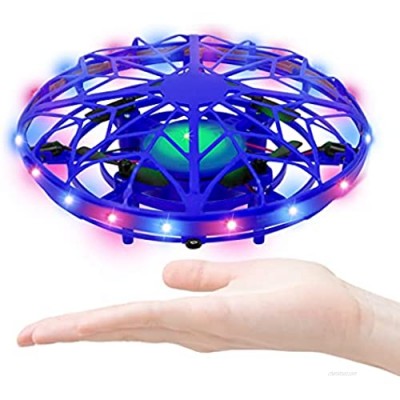 Hand Operated Drone for Kids or Adults  Shinning Color LED Hands-Free Motion Sensor Mini Drone  Hand -Controlled Flying Easy Indoor Small UFO Toy Flying Ball Drone Toy for Boys and Girls Blue