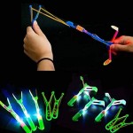 Helicopters 40Piece with Whistle LED Lights for Kids Rocket Slingshot Flying Copters - 20 Slingshot+20Helicopter Glow in The Dark Party Supplies Outdoor Game for Child Kids Birthday Gifts