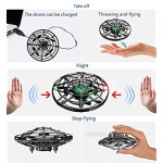 IOKUKI - Hand Operated Mini Drones for Kids & Adults with Shinning LED Lights Small Drone UFO Flying Ball Toys for 5-12 Years Old Boys/Girls Gifts (Black)