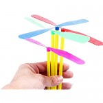 July miracle 10pcs Bamboo Dragonfly Hand Rub Plastic Propeller for Outdoor Toy Kids Gift Flying(Random Color)