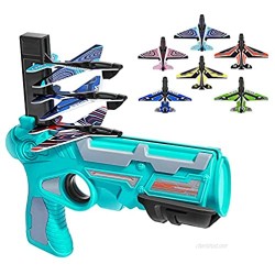 LiKee Airplane Launcher Toy Catapult Aircrafts Gun with 6 Foam Aircrafts  Shooting Games Outdoor Sport Activity Birthday Party Gifts for Kids Toddlers Boys Girls 6+ Years Old(Blue)