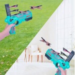 LOYALSE Catapult Plane Bubble Catapult Plane Toy Airplane Shooting Game Toy for Kids One-Click Ejection Model Foam Airplane with 4 Pcs Glider Airplane Launcher Outdoor Sport Toys Gifts (Airplane)
