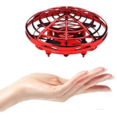 PerfectPromise UFO Flying Toys for Kids  Hand Controlled Mini Drone UFO Toy with 360° Rotating and LED Lights for Children Boys Girls-Red