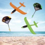 ZWBLZY Foam Airplane Parachute Kids Toys - 17.5 Large Outdoor Throwing Airplane Toy for Gardens Parks Squares Beaches 4 Pack Flying Toys Include 2Pcs Parachute 2Pcs Foam Plane