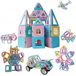 136 Pieces Magnetic Tiles Building Blocks Toys for Kids 3D Creative Castle Construction Magnetic Stacking Set Preschool Intelligence STEM Toys for Girls Boys Age 3years and Up (Macaron Color)