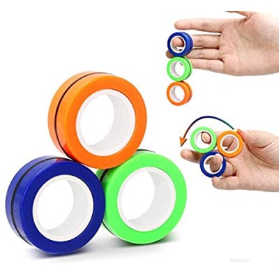 [2020 Upgrade] Finger Magnetic Rings Toys - Magnetic Bracelet Ring Unzip Toy Magical Anxiety Ring Tools  Magnet Toy Finger Fidget Toy - Stress Relief Reducer Spin for Adults Children Kids EDC ADHD