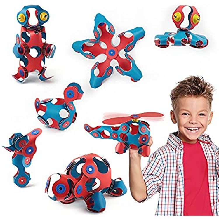 Clixo Crew 30 Piece Pack - The Flexible Durable Imagination-Boosting Magnetic Building Toy- Modern Modular Designs for Hours of STEM Play. A Multi-Sensory Magnet Toy Experience Anywhere! Ages 4-8