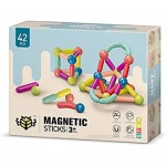 INSHERE 42PCS Magnetic Balls and Rods Building Sticks Blocks Set Children Educational Stacking STEM Magnet Toys for Kid Age 3+