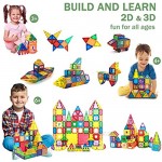 JUMAGA 3D Magnetic Tiles Building Toys 108 Piece Magnet Blocks Set with Alphabet Card STEM Educational Preschool Birthday Gifts for Kids Age 3+