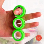 Kicko Magnetic Fidget Rings - 6 Pack - Neon Blue Green Orange - Magic Spinning Sensory Toys for Kids Boy or Girl Birthday Parties Classrooms Learning Motor Skills Colorful Focus Game