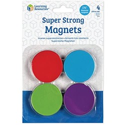 Learning Resources Super Strong Magnets  4 Vibrant Colored Magnets  Hang on Whiteboards or Refrigerators