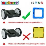 Magblock 4 Pieces Wheels Set Compatible with Other Brands of Standard Size Square Shape with Hole Magnetic Blocks are not Suitable to Magnetic Tile Without Hole Wheels Bases for Kids/Toddler Toys