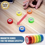 Magnet Fidget Spinners Fidget Toys Magnetic Rings Stress Relief Toys Professional Colorful Finger Fidget Spinner Decompression Relief Autism Anxiety Stress Toys Relieves Stress Reducer 6 Pcs