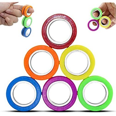 Magnet Fidget Spinners Fidget Toys  Magnetic Rings  Stress Relief Toys  Professional Colorful Finger Fidget Spinner  Decompression Relief Autism  Anxiety  Stress Toys Relieves Stress Reducer 6 Pcs