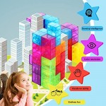 Magnetic 3D Puzzle Cubes Transparent Magnetic Cube Consists of 7 Magnetic Building Blocks with 54 Guide Cards 108 Splicing Challenges of Different Levels for Killing Time and Relieving Stress