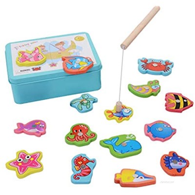 Magnetic Wood Fishing Toy Set - Game Montessori Preschool Educational Development Travel Toy - Fun Colorful Fishing Game Birthday Gift for Toddlers Boys and Girls 3+ Year Olds