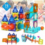 Newelfth Magnetic Tiles 3D Magnetic Blocks for Kids Magnetic Building Blocks Toys with Fantastic Lighting Effects Magnet Tiles STEM Toys for 3 4 5 6 7 8 Year Old Boys Girls Toys Set 75 Pcs
