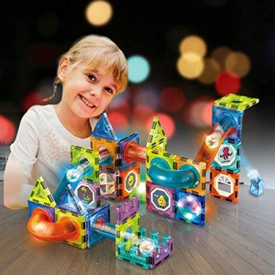 Newelfth Magnetic Tiles  3D Magnetic Blocks for Kids  Magnetic Building Blocks Toys with Fantastic Lighting Effects  Magnet Tiles STEM Toys for 3 4 5 6 7 8 Year Old Boys Girls Toys Set 75 Pcs