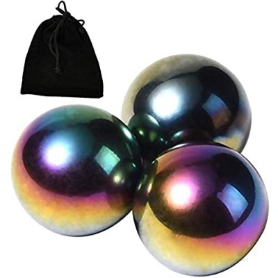 NICO SEE WONDER 1.34Inch 34mm Rainbow Magnetic Balls  3Pieces Magnets Ball Toys with Bag  Hematite Magnetic Rattlesnake Egg.