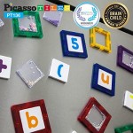 PicassoTiles 136 Piece S.T.E.A.M. Building Block Set with 66 Magnetized Clip-in Insert Cards Toy Construction Kit PT136 Magnet Building Tiles Clear Color Magnetic 3D Educational Blocks Click-in Card