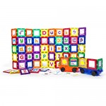 PicassoTiles 136 Piece S.T.E.A.M. Building Block Set with 66 Magnetized Clip-in Insert Cards Toy Construction Kit PT136 Magnet Building Tiles Clear Color Magnetic 3D Educational Blocks Click-in Card
