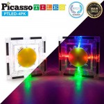 PicassoTiles 4pc Kids Toy Building Block LED Night Light Set STEM Children Construction Kit Magnet Tiles Magnetic Interconnect Interlocking Playboards Educational Learning Stacking Glow in the Dark