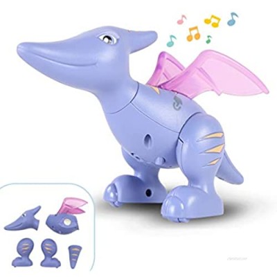 QUQUMA Dinosaur Toys Magnetic Building  Touch Recording Talking Cartoon Dinosaurs with Sound Light Gifts for Kids Boys Girls 3 4 5+ Year Old (Pterosaur)
