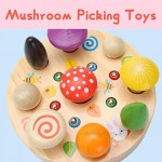 Tangame Magnetic Early Childhood Educational Wooden Toy Mushroom Harvesting Wooden Matching Puzzle Catching and Feeding Game Preschool Toys for Girls and Boys for Fine Motor Skills 2 3 4 Years Old
