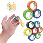 UKKUER Fidget Rings Fidget Magnets Toy - Magnetic Bracelet Ring Unzip Toy Magical Ring Props Tools Stress Relief Reducer Spin for Adults Children (9PCS)(Random Color)