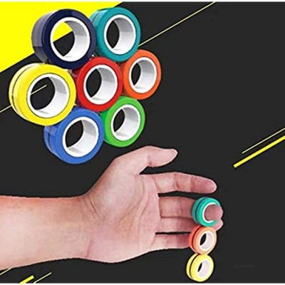 UKKUER Fidget Rings Fidget Magnets Toy - Magnetic Bracelet Ring Unzip Toy Magical Ring Props Tools  Stress Relief Reducer Spin for Adults Children (9PCS)(Random Color)