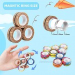 VCOSTORE Magnetic Rings Toys 3 Ring Fidget Spinners Magnet Finger Game Stress Relief Decompression Magic Ring Game Props Tools for Adults ADHD Anxiety (Wood Grain)